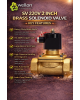 Wellon SV 220V 2 Inch Brass Solenoid Valve – Heavy Duty Industrial Water Control Valve (0–10 kg/cm²)